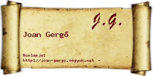 Joan Gergő névjegykártya
